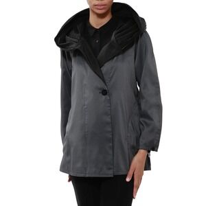 MYCRA PAC Women's Donatella Reversible Jacket 3-1X Pleated Collar Nickel/Black